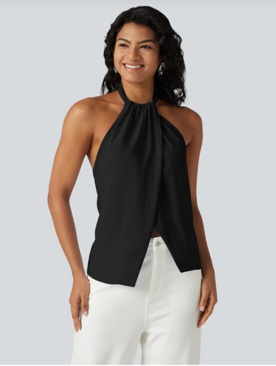 HALARA Tops - Halara NWTs Backless Tie-back Casual Halter Top